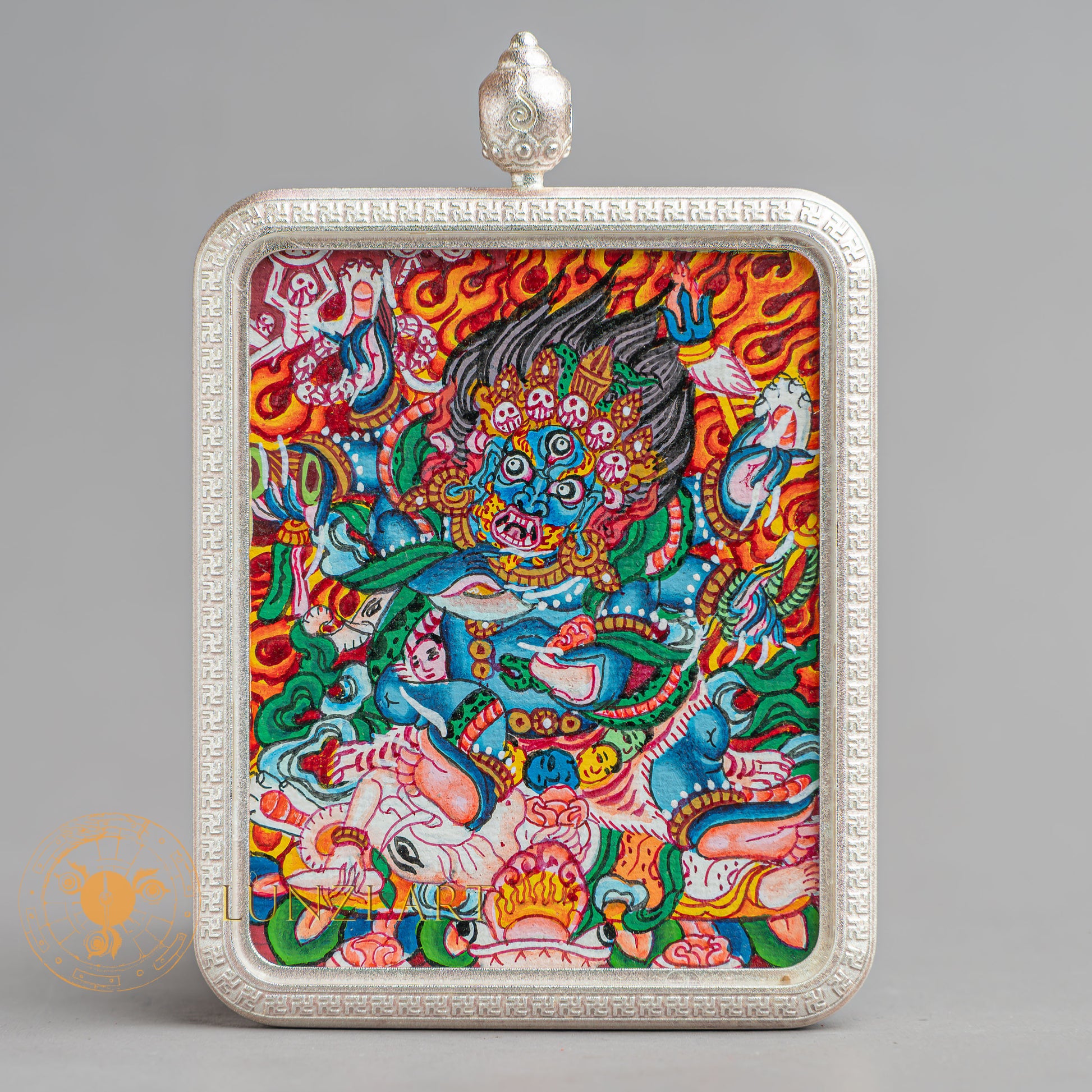 Mahakala Locket Thangka: For Protection & Spiritual Strength - L-M-50-L-M-51-L-M-52