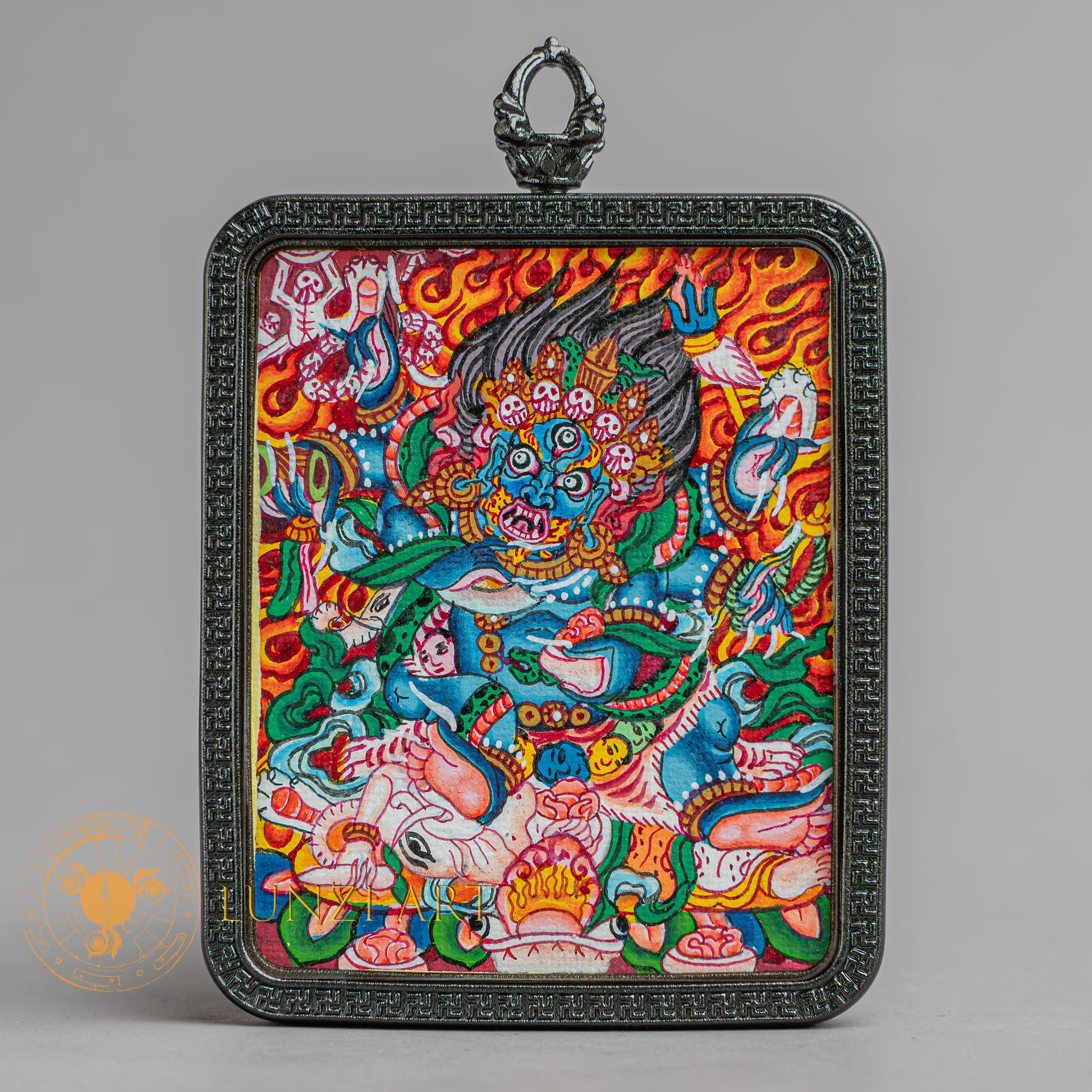 Mahakala Locket Thangka: For Protection & Spiritual Strength - L-M-50-L-M-51-L-M-52