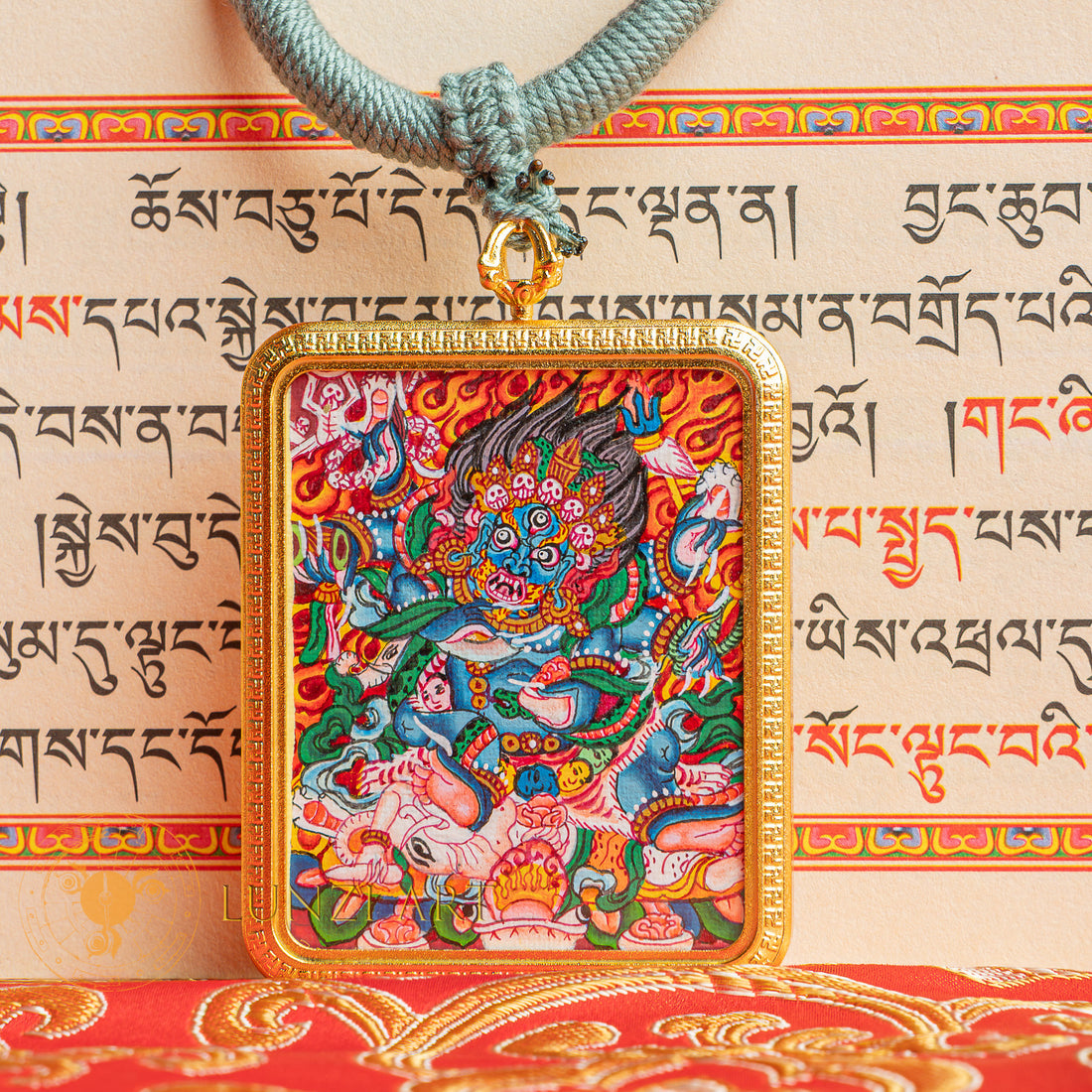 Mahakala Locket Thangka: For Protection & Spiritual Strength - L-M-50-L-M-51-L-M-52
