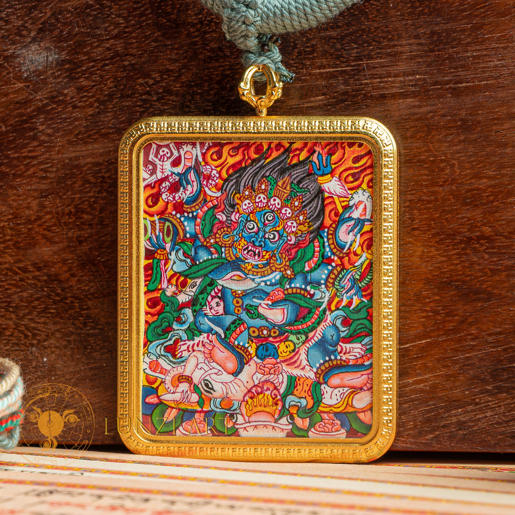 Mahakala Locket Thangka: For Protection & Spiritual Strength - L-M-50-L-M-51-L-M-52