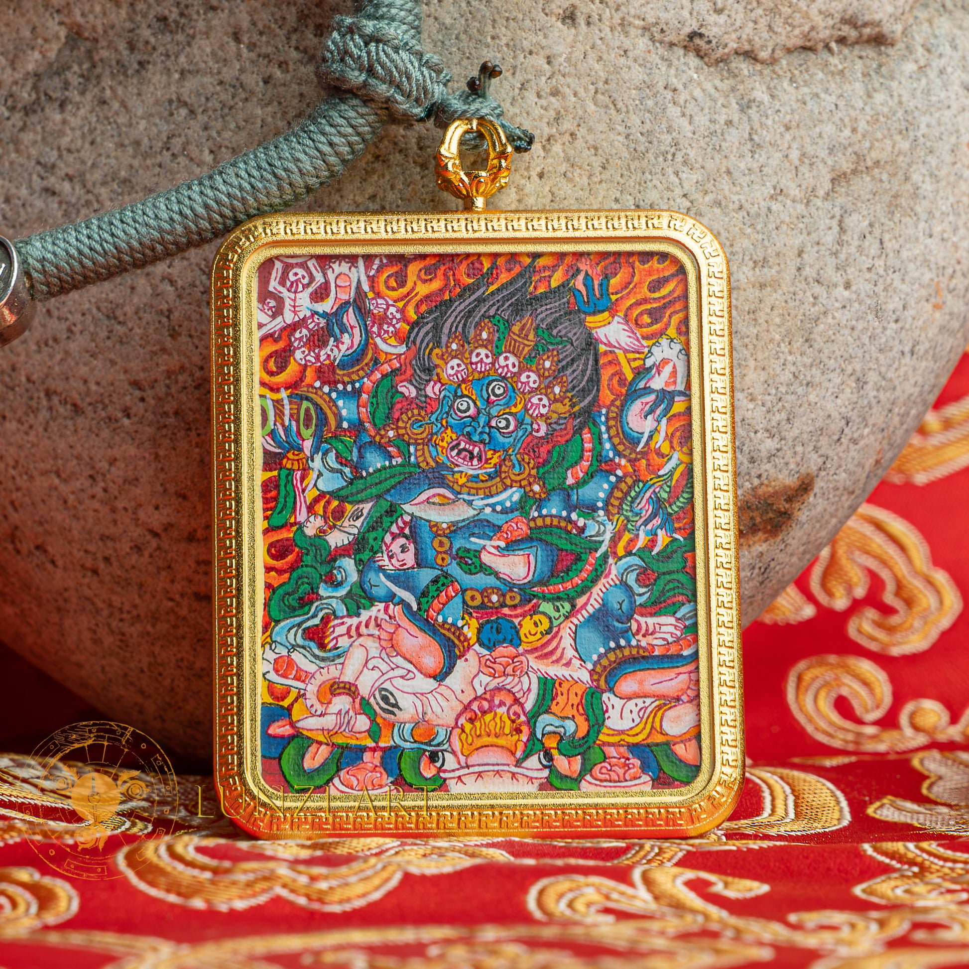 Mahakala Locket Thangka: For Protection & Spiritual Strength - L-M-50-L-M-51-L-M-52