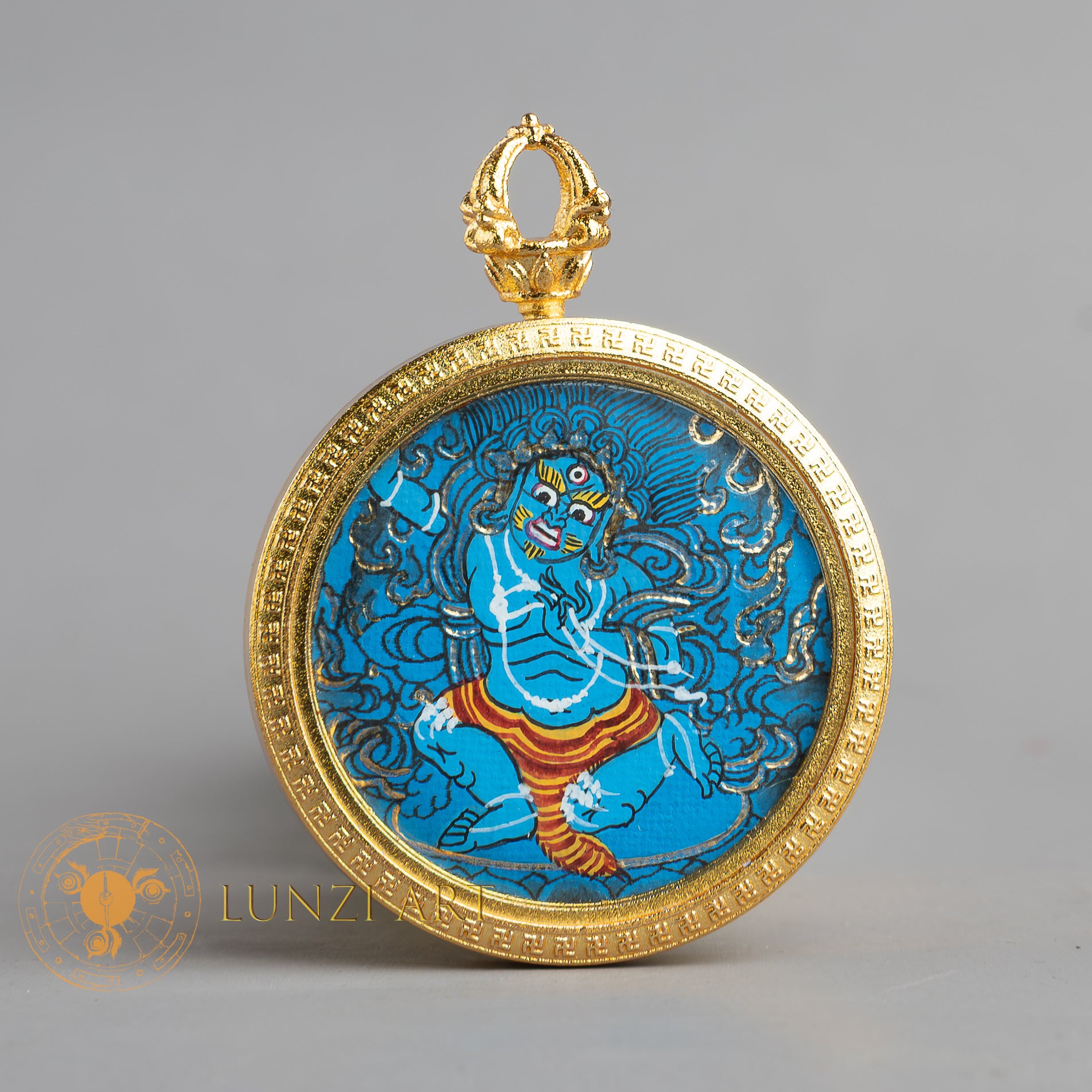Hand-Painted Acala (The Immovable) Locket (Ghau) Thangka - L-A-51