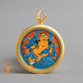 Hand-Painted Yellow Zambala Locket (Ghau) Thangka - L-J-53