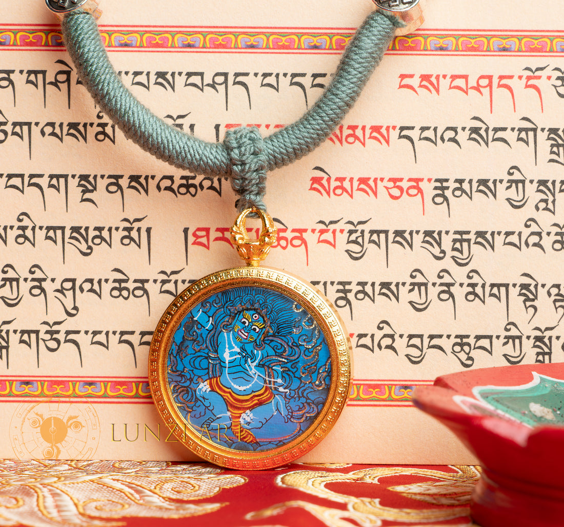 Hand-Painted Acala (The Immovable) Locket (Ghau) Thangka - L-A-51