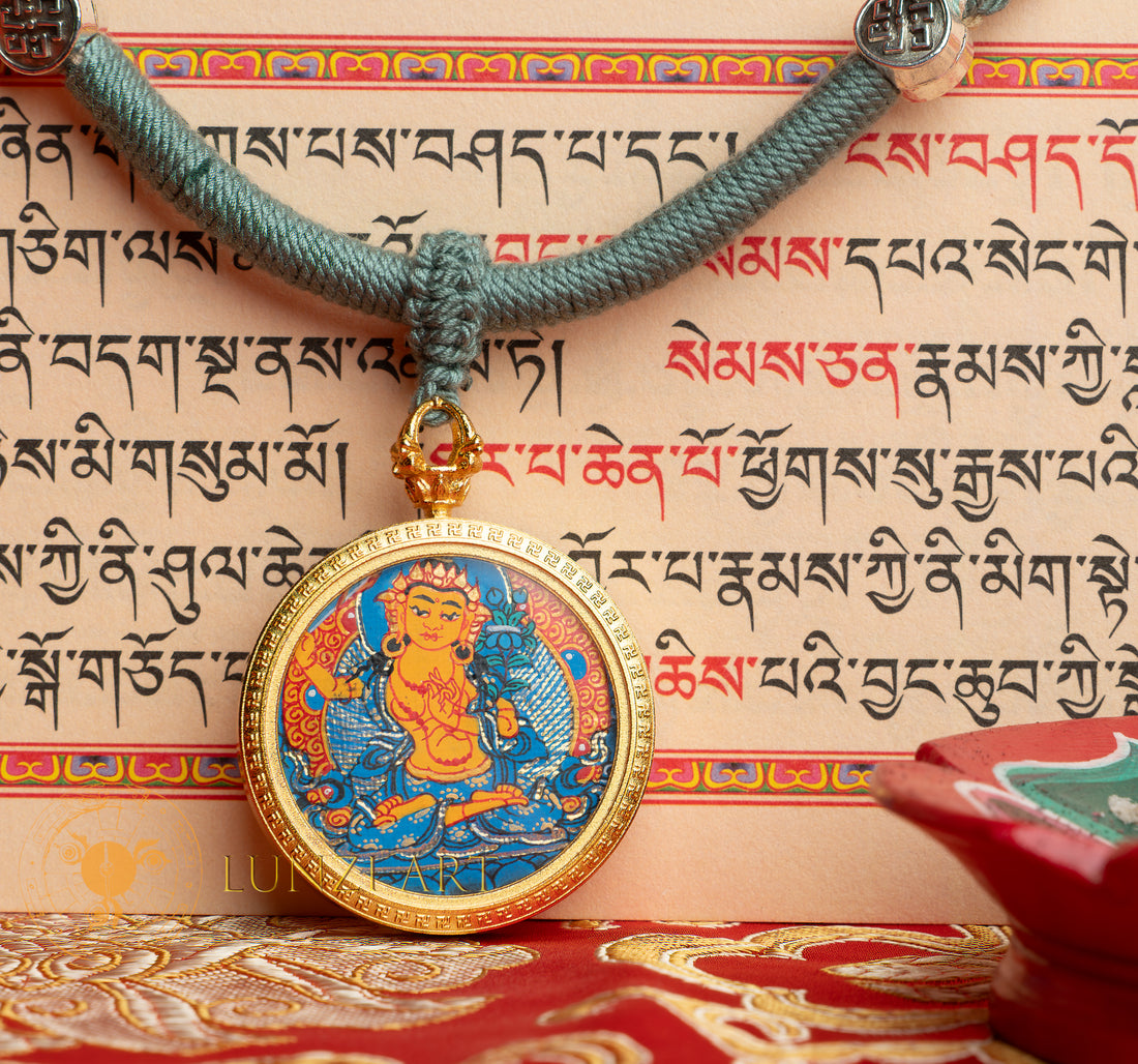 Hand-Painted Manjushri Locket (Ghau) Thangka - L-MJ-52
