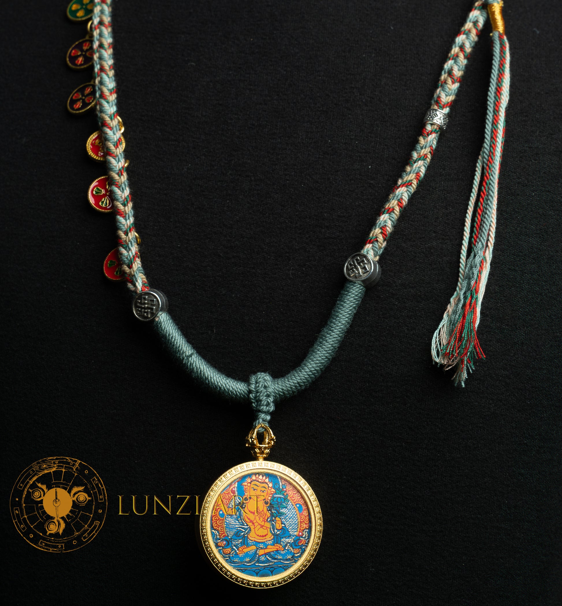 Hand-Painted Manjushri Locket (Ghau) Thangka - L-MJ-52