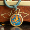 Hand-Painted Yellow Zambala Locket (Ghau) Thangka - L-J-53