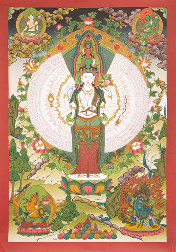 1,000-Armed Chenrezig Thangka | Nepali Hand-Painted Sacred Art