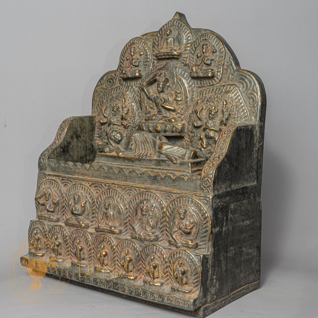 Sleeping Buddha Temple Altar | Hand-Carved Wood & Clay