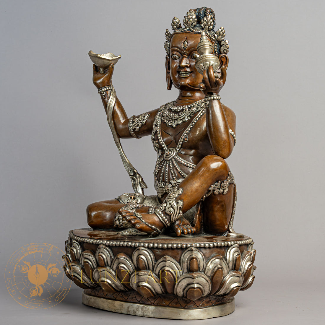 Birupa (Virupa) Statue | Copper Oxidized + Partly Silver Plated