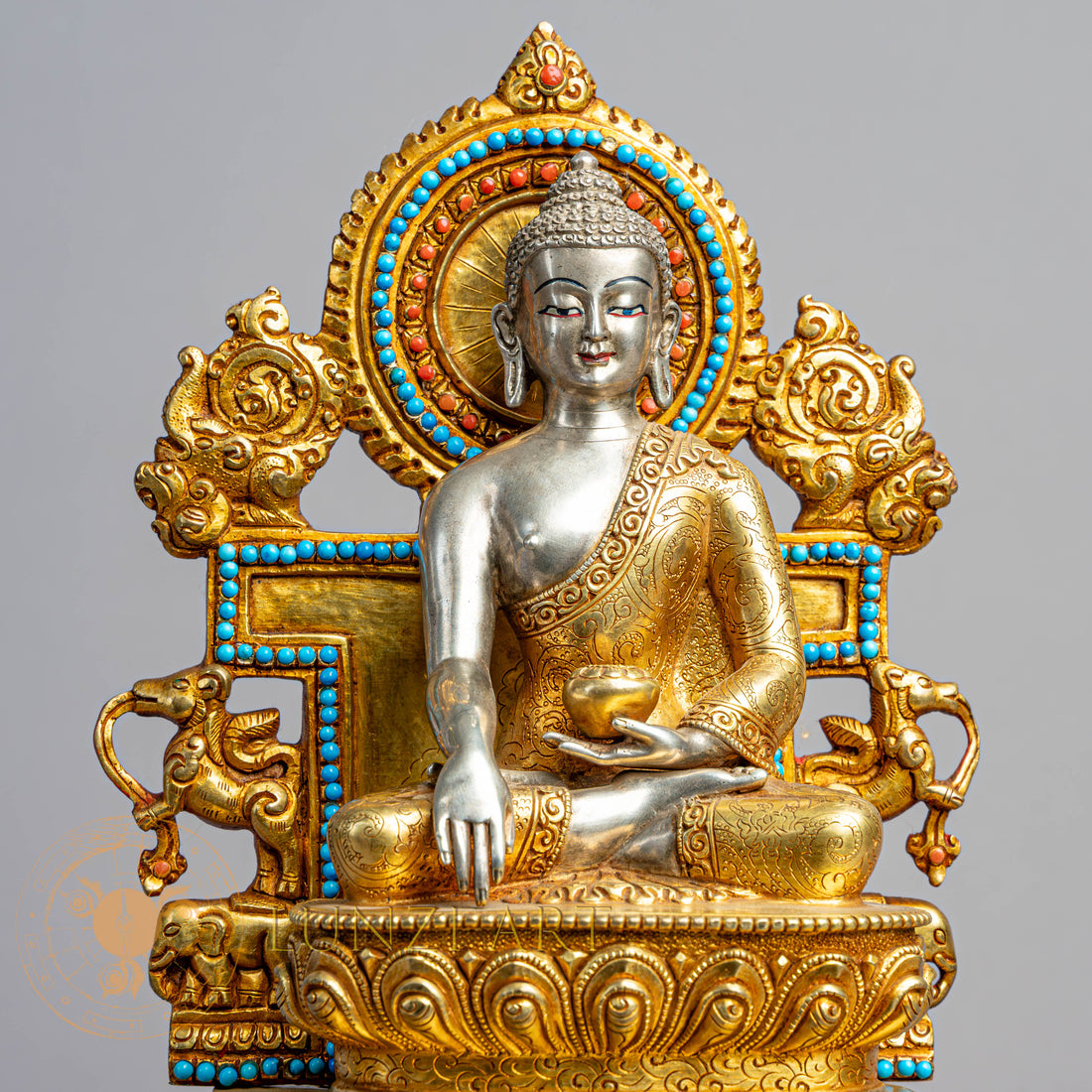 Shakyamuni Buddha Statue | Silver-Plated & Gold-Gilded Copper