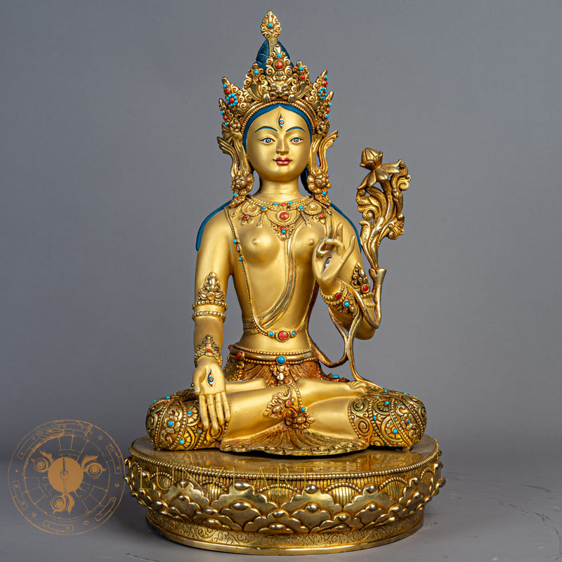 White Tara Statue | Gold-Plated Copper