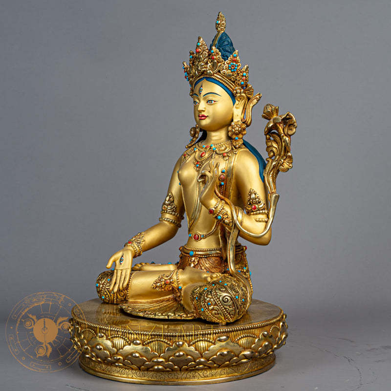 White Tara Statue | Gold-Plated Copper