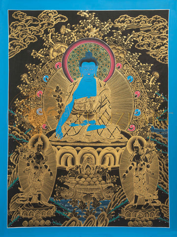 Medicine Buddha Thangka | Hand-Painted Himalayan Buddhist Art
