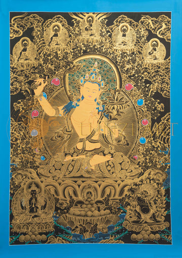 Manjushri Thangka: The Bodhisattva of Transcendent Wisdom