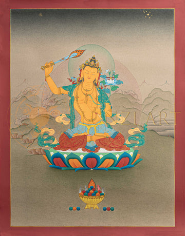 Manjushri Thangka: The Bodhisattva of Transcendent Wisdom