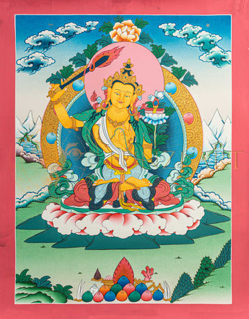 Manjushri Thangka: The Bodhisattva of Transcendent Wisdom