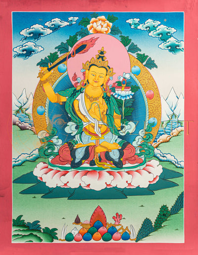 Manjushri Thangka: The Bodhisattva of Transcendent Wisdom