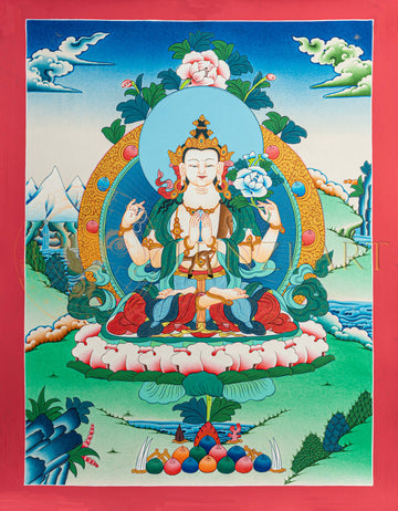 Chengresi Thangka: The Bodhisattva of Compassion