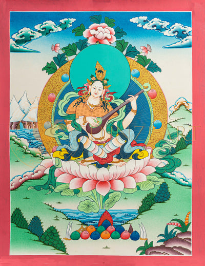 Saraswati Thangka: The Goddess of Wisdom, Learning and the Arts