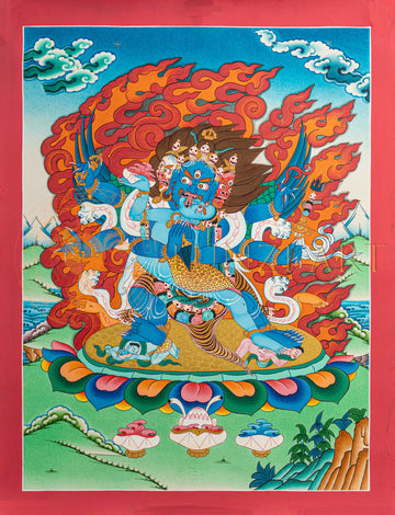 Vajrakilaya Thangka: The Wrathful Deity of Obstacle-Clearing Activity.