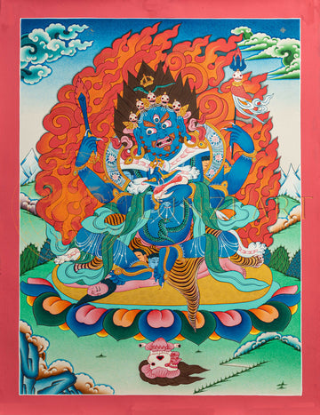 4-arm Mahakala Thangka: The Four-Armed Protector of the Dharma