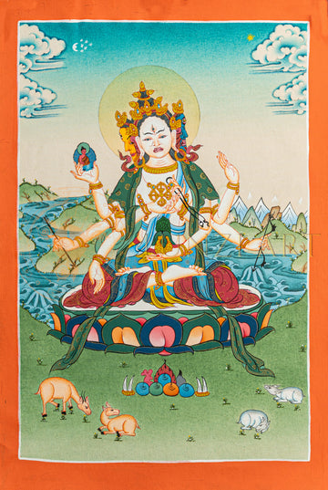 Namgalyama Thangka: The Victorious Deity of Longevity and Protection.