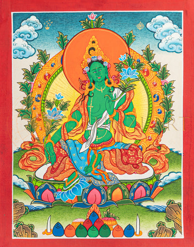 Green Tara Thangka: The Swift Liberator from Fear and Obstacles.