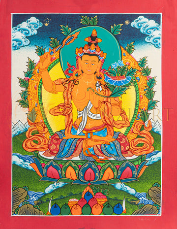 Manjushri Thangka: The Bodhisattva of Transcendent Wisdom.
