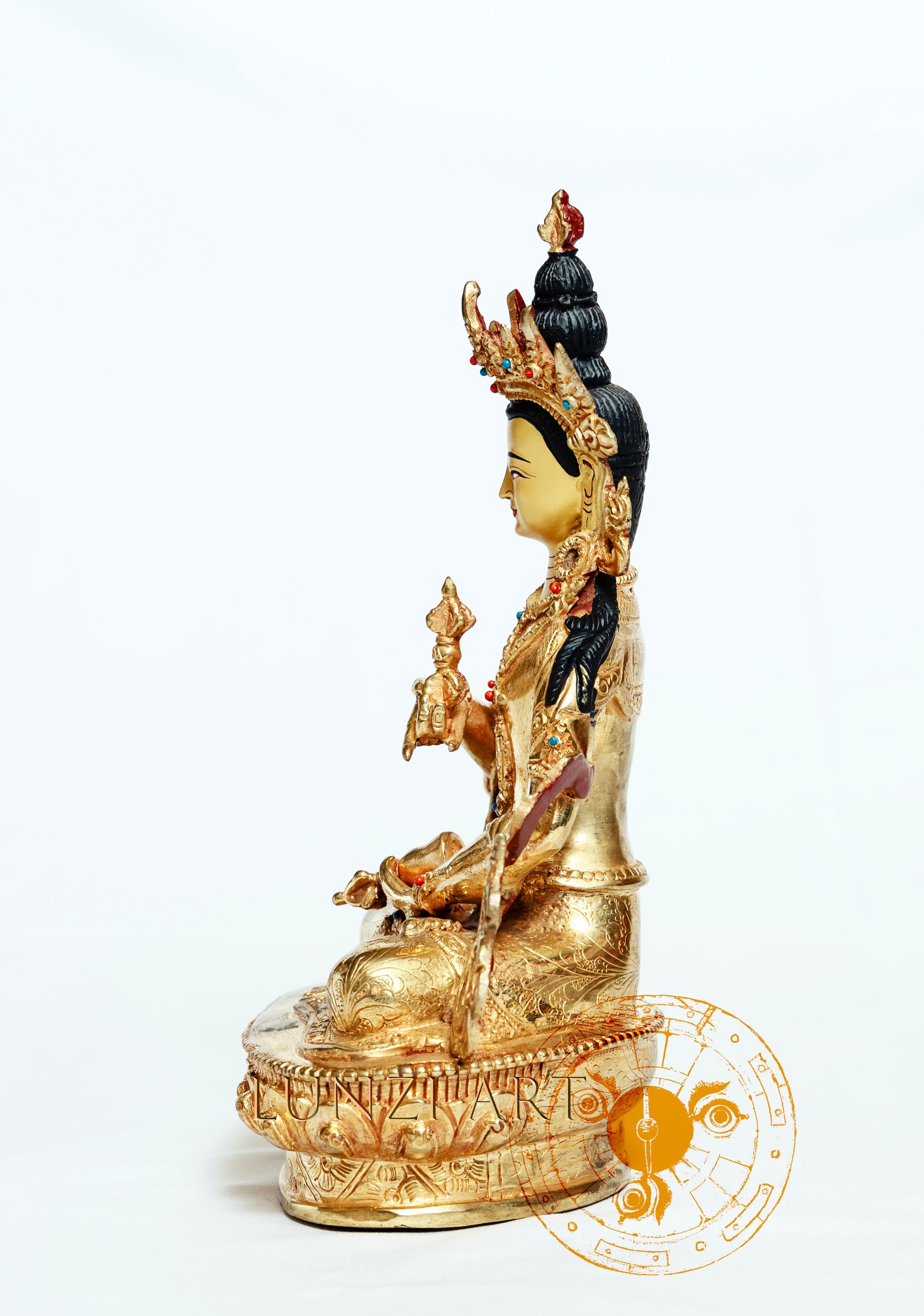 Detailed Vajrasattva Statue | Brass with 24k Gold Plating - S-B-HT-FG-VS-0003