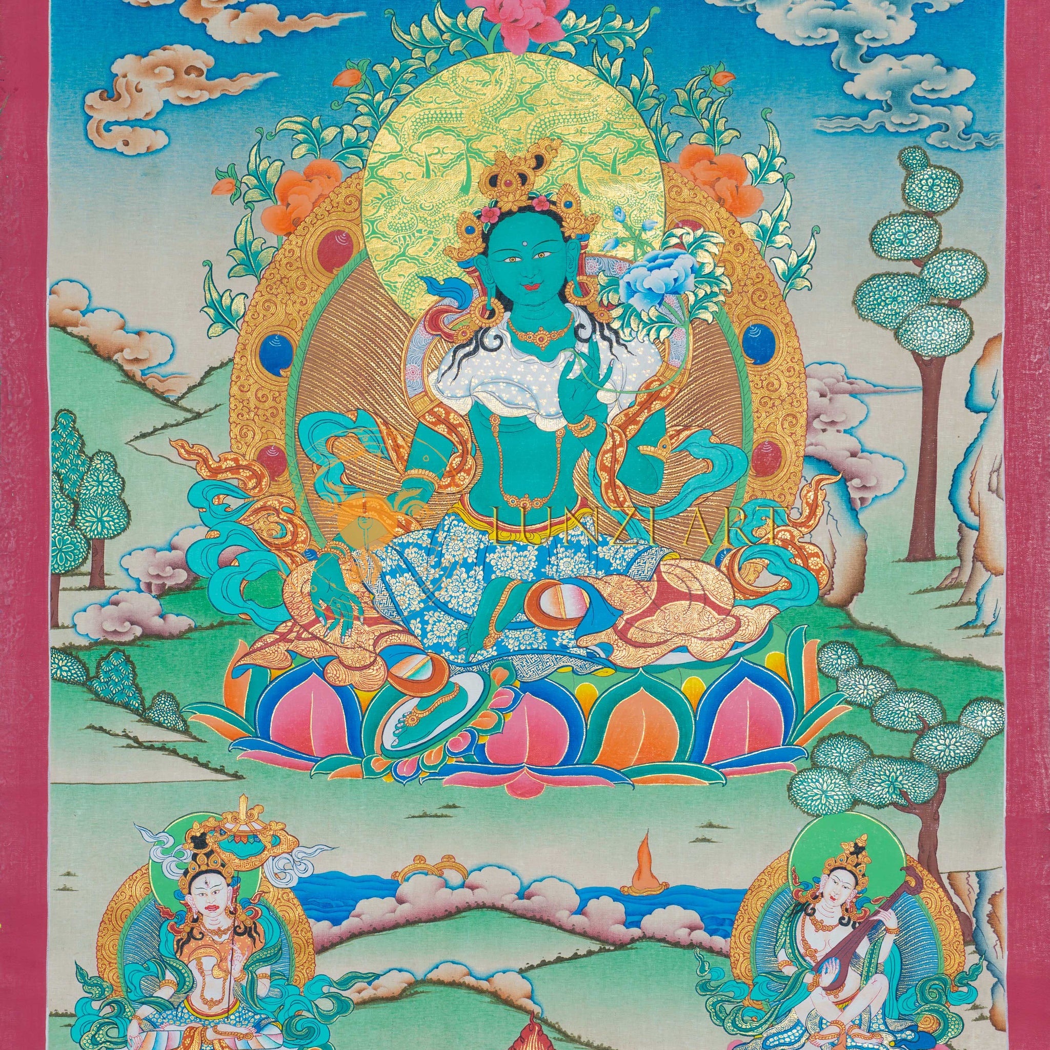 Divine Green Tara Thangka: Embrace Compassion and Protection in Sacred Art - Thangka