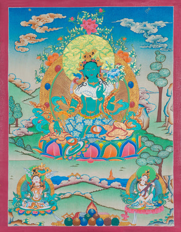 Divine Green Tara Thangka: Embrace Compassion and Protection in Sacred Art - Thangka