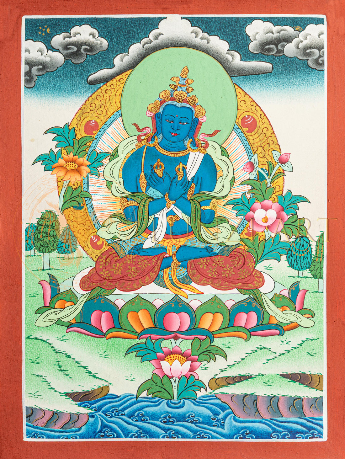 Dorje Chyang Thangka: The Primordial Buddha of Vajrayana Wisdom. - T-S-BT-RB-AU-DC-0206
