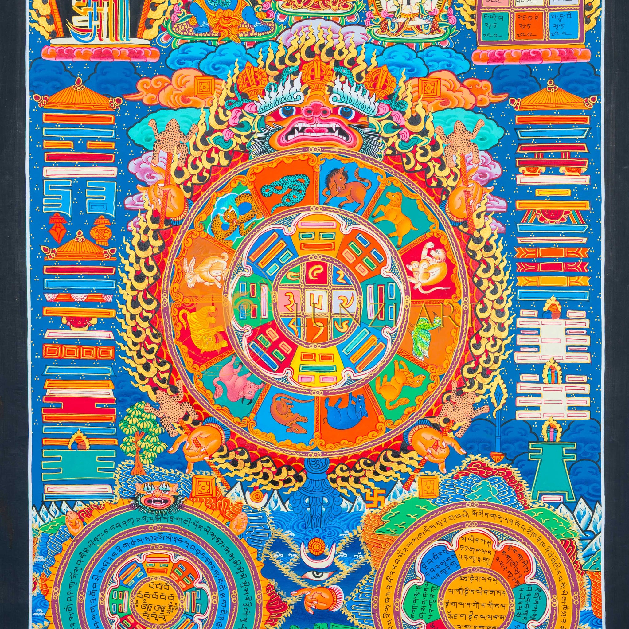 Ethereal Path Mandala: A Scholarly Exploration of Tibetan Mysticism - Thangka