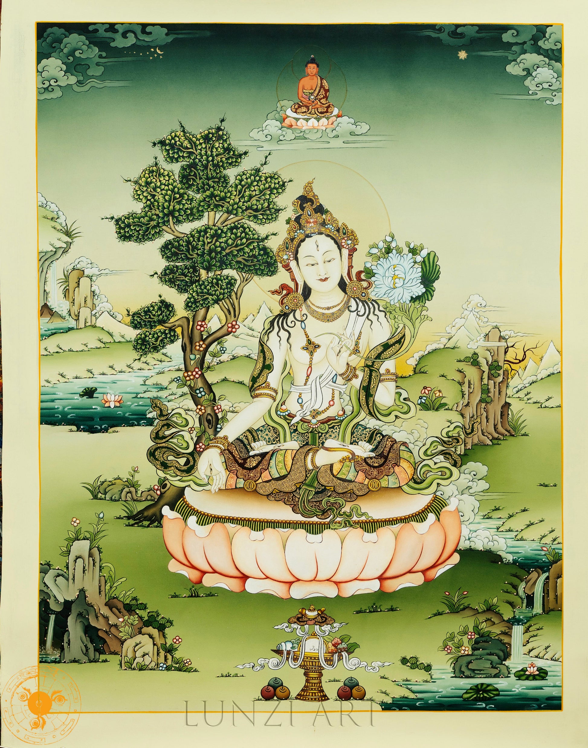 Fine hand-painted White Tara, the goddess of Buddhism - T-B-HT-GB-AU-WT-0030