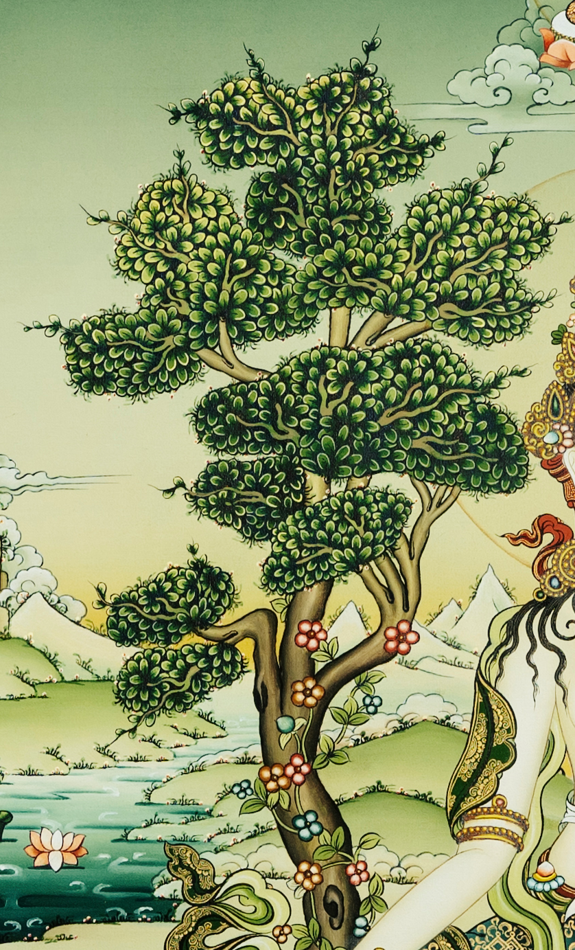 Fine hand-painted White Tara, the goddess of Buddhism - T-B-HT-GB-AU-WT-0030