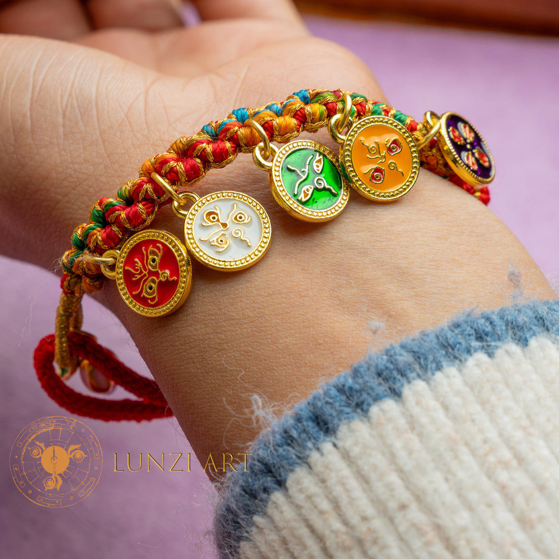 Five God of Wealth Luck Braided Bracelet - Peace, Protection & Positive Energy - 