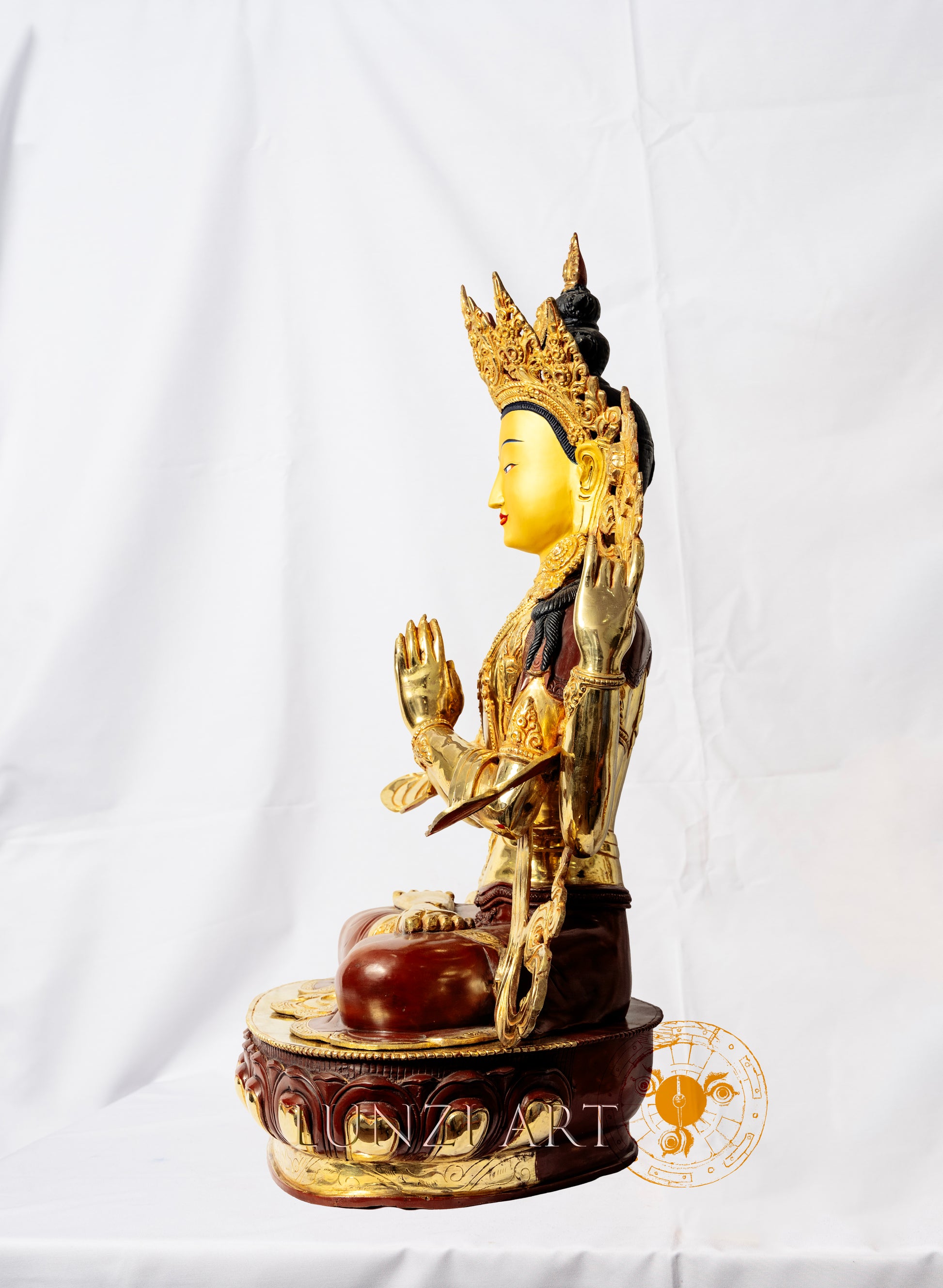 Four-Armed Avalokitesvara Bodhisattva Statue | Copper Gilded, Half Gold Plated - S-P-BA-HG -CG-C-0026
