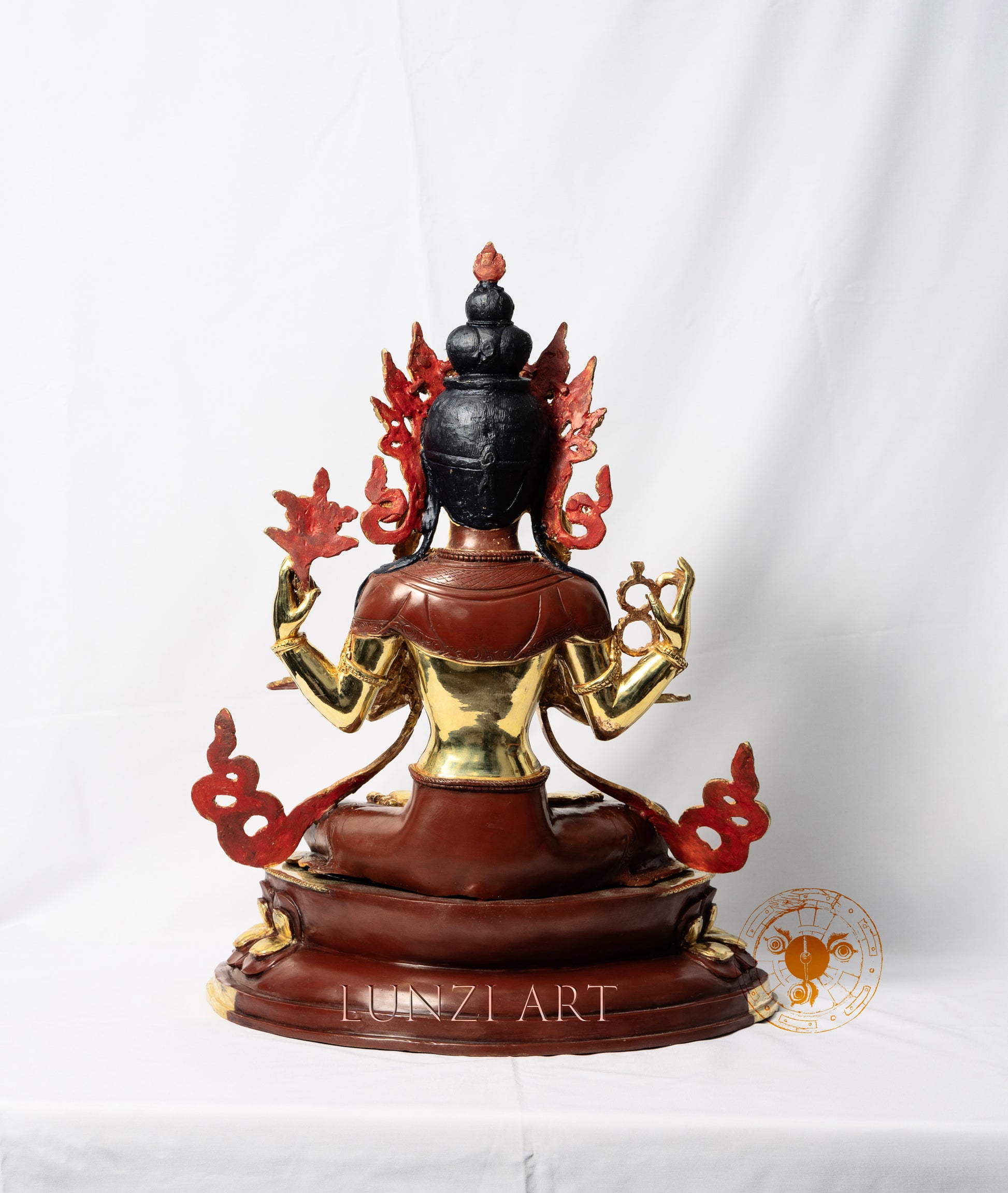 Four-Armed Avalokitesvara Bodhisattva Statue | Copper Gilded, Half Gold Plated - S-P-BA-HG -CG-C-0027