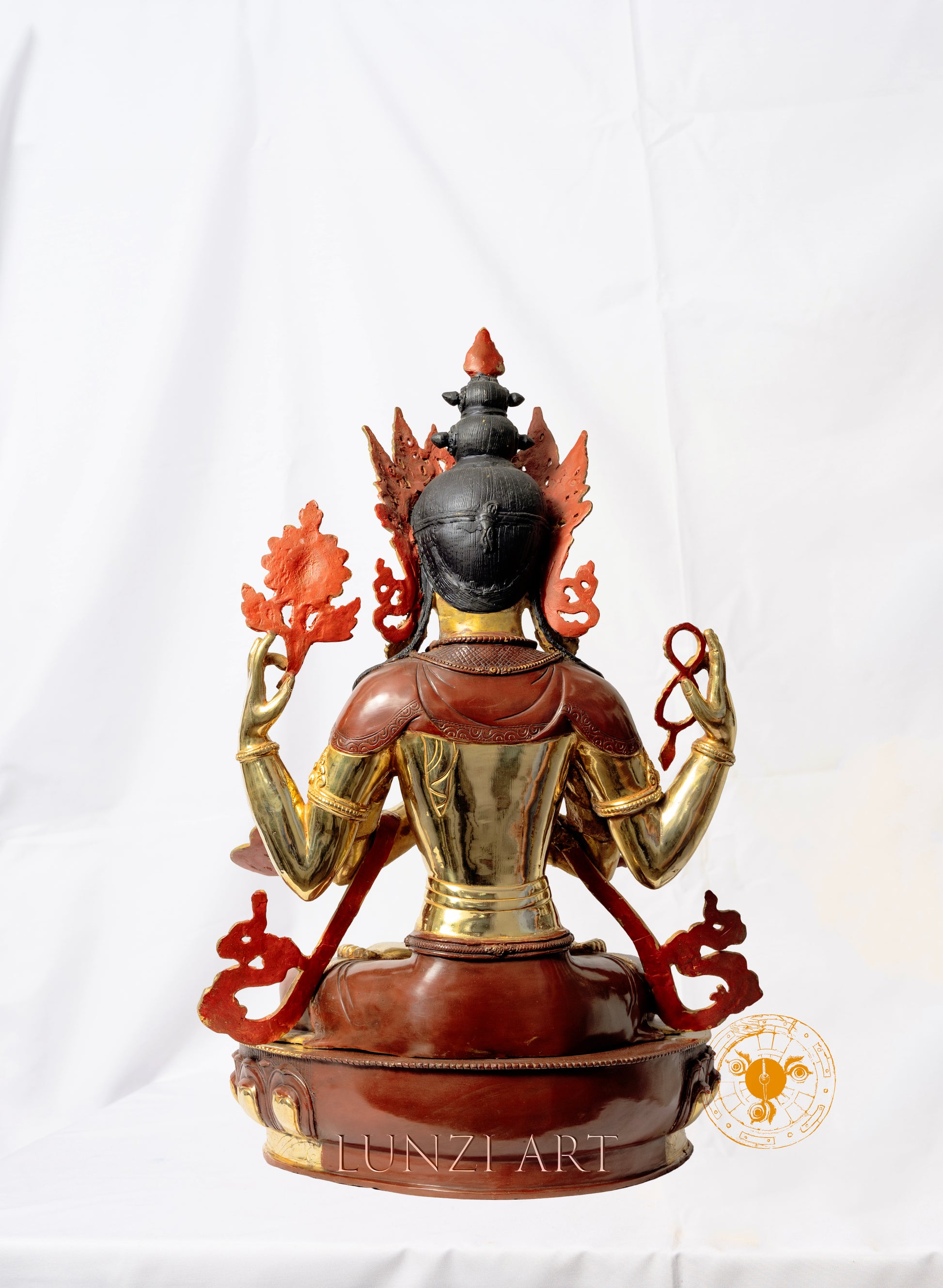 Four-Armed Avalokitesvara Bodhisattva Statue | Copper Gilded, Half Gold Plated - statues
