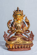 Four-Armed Chenrezig Avalokitesvara Statue | Copper with Mercury Gold Plating - statues
