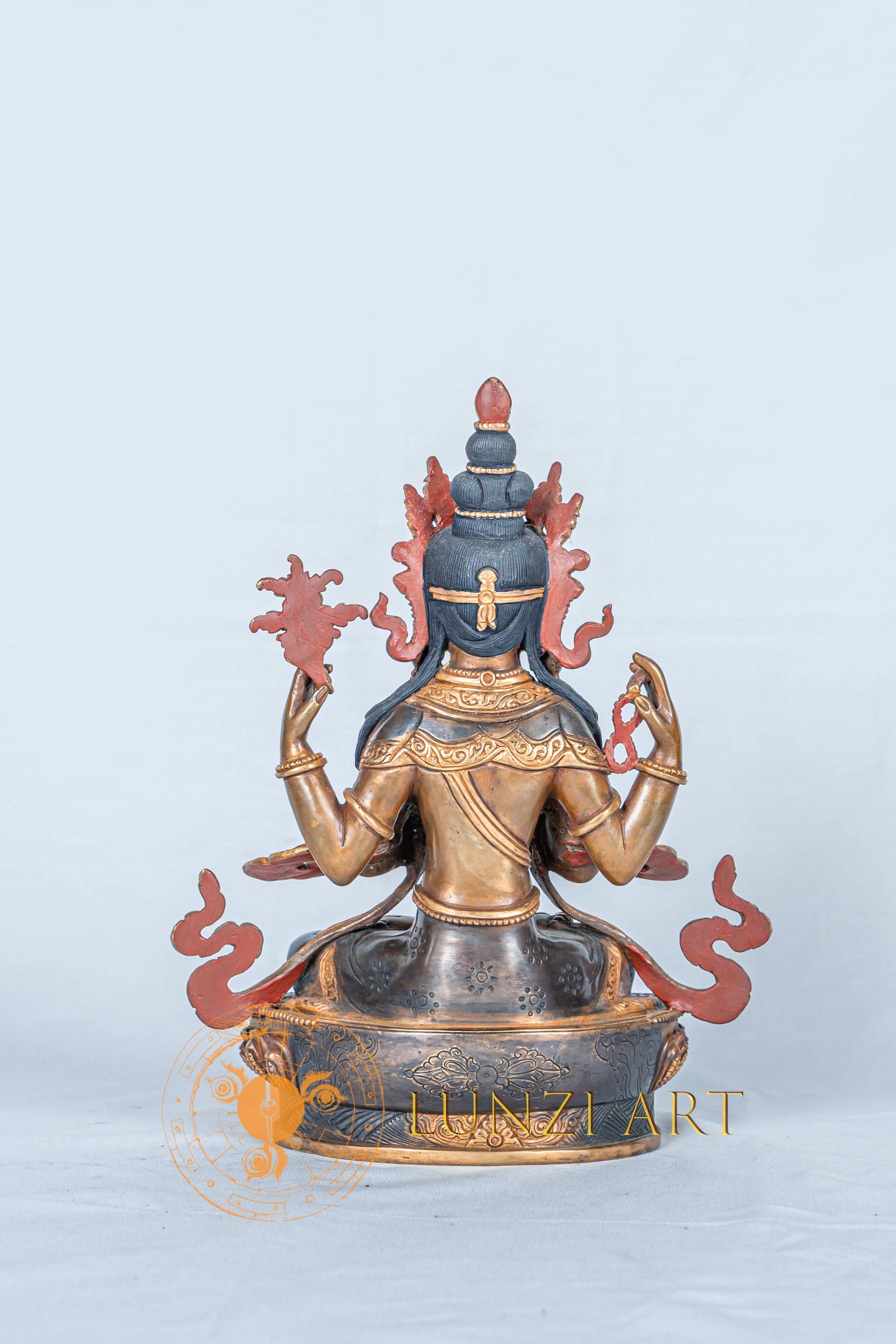 Four Armed Chenrezig Avalokitesvara Statue | Half Gold Plated - S-B-RM-HG-CG-C-0115