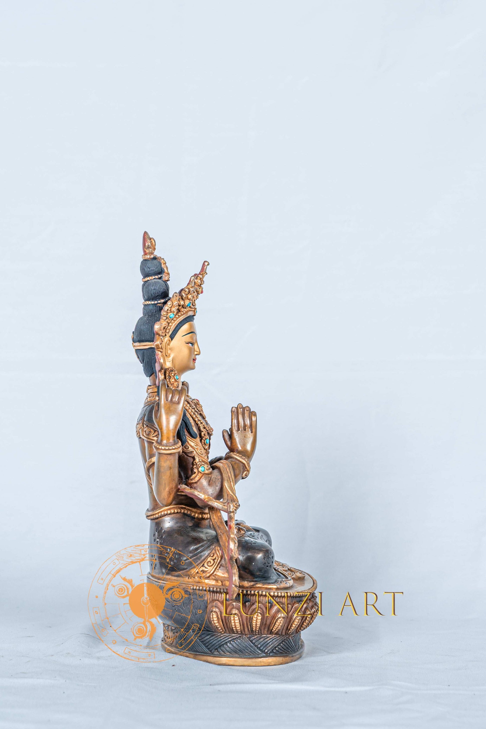 Four Armed Chenrezig Avalokitesvara Statue | Half Gold Plated - statues