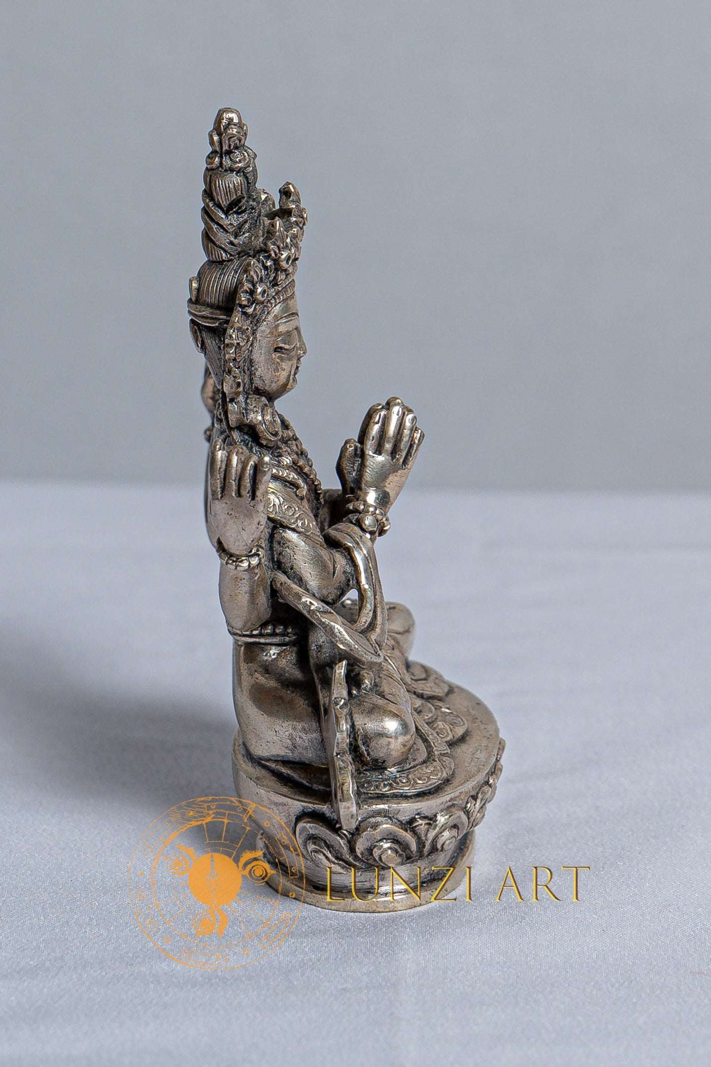 Four-Armed Chenrezig Avalokitesvara Statue | Pure Silver - S-B-AS-S-C-0028