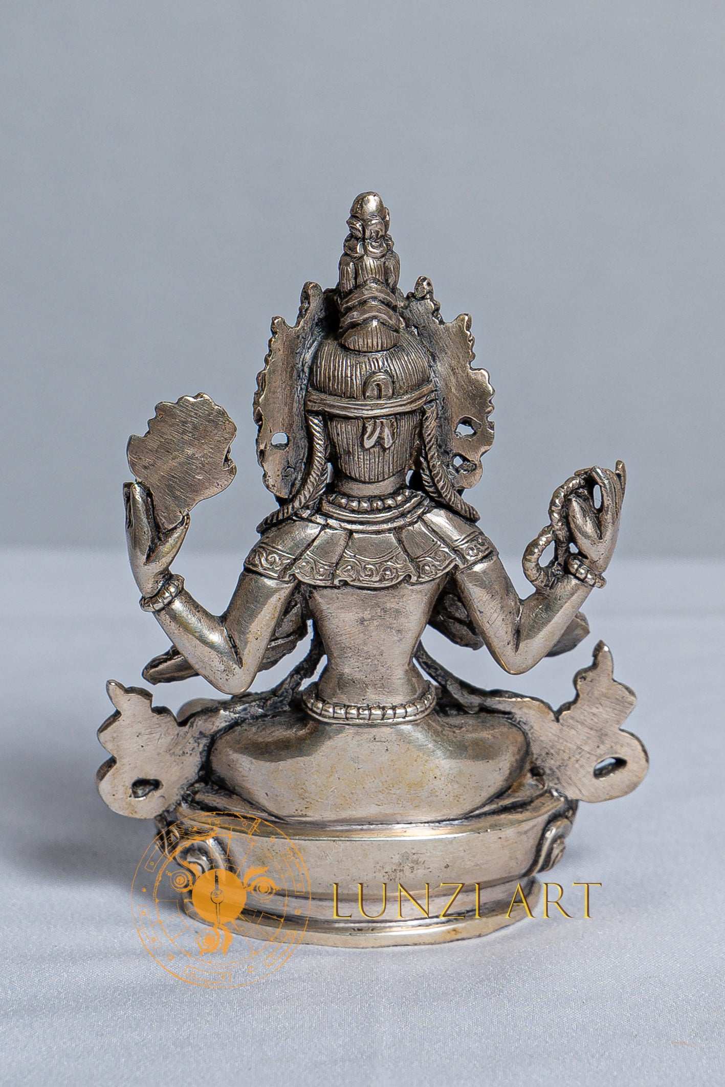 Four-Armed Chenrezig Avalokitesvara  Statue | Pure Silver - statues