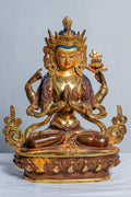 Four-Armed Chenrezig Statue | Mercury Gold Plated on Copper - S-B-AS-MG-CG-C-0012
