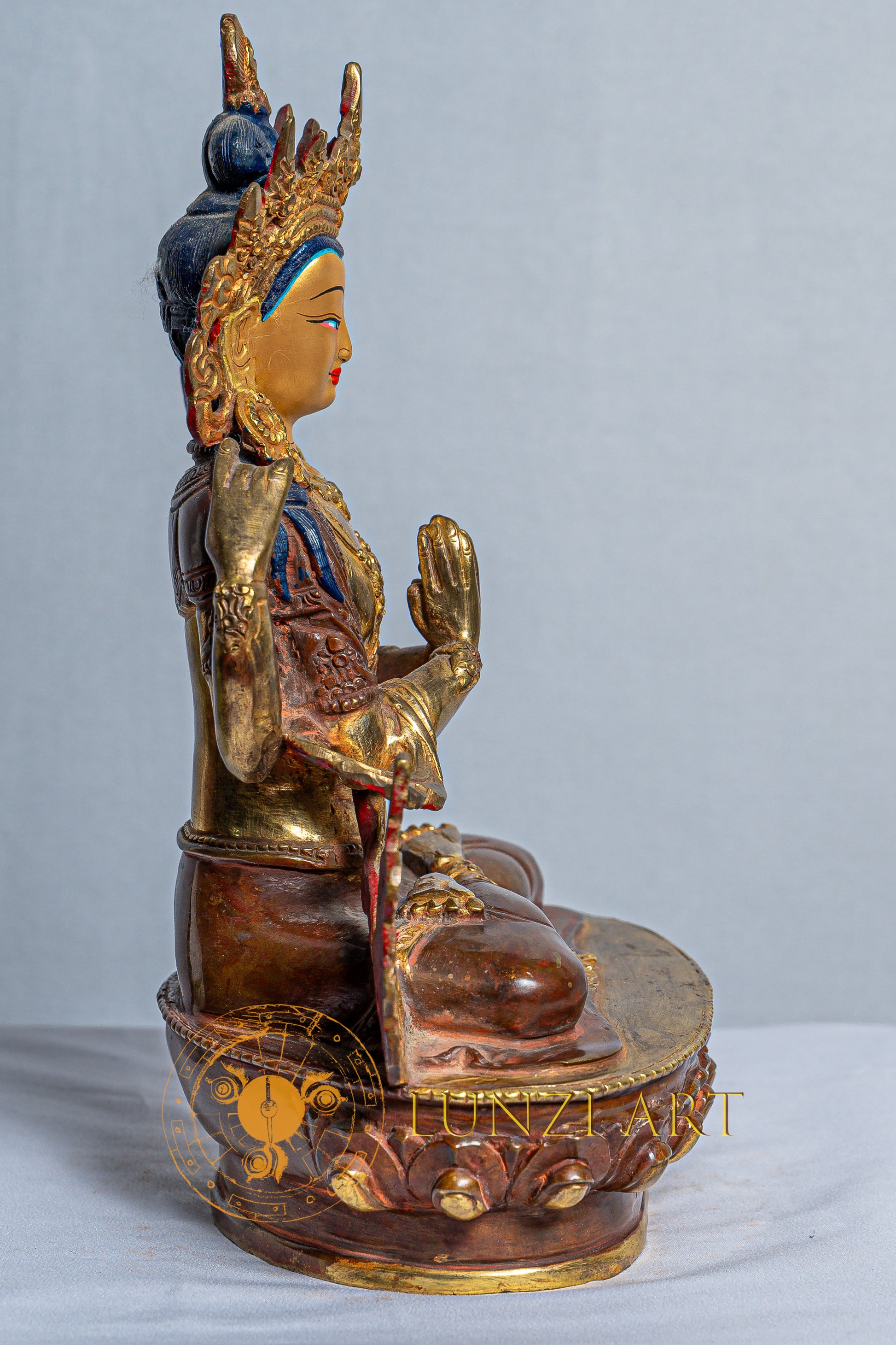 Four-Armed Chenrezig Statue | Mercury Gold Plated on Copper - S-B-AS-MG-CG-C-0012