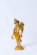 Gilded copper statue of Padmapani Lokeshwor holding a lotus - S-P-BA-FG -CG-PL-0020