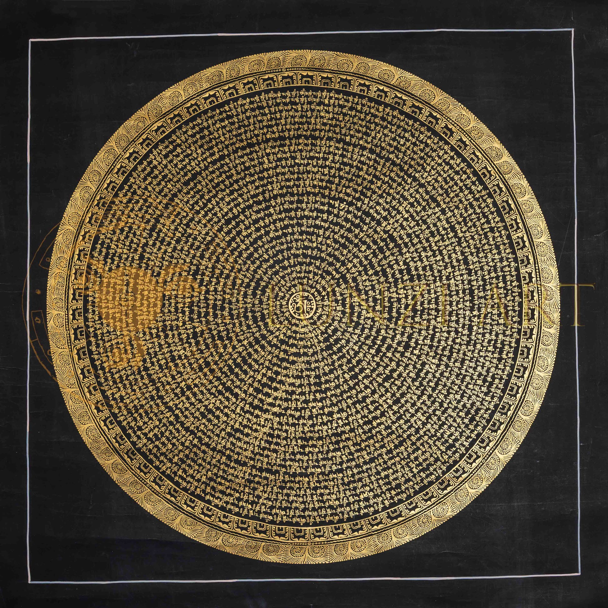 Gold Mantra Mandala Thangka: The Circular Path of Enlightenment - T-PS-SS-BB-MM-55