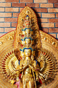 Gold Plated Multi-Faced Thousand-Armed Avalokiteshvara Statue - S-P-SS-CG-TAA-0009